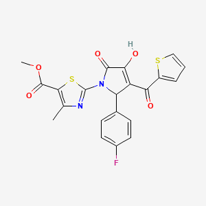 molecular formula C21H15FN2O5S2 B3963136 methyl 2-[2-(4-fluorophenyl)-4-hydroxy-5-oxo-3-(thiophene-2-carbonyl)-2,5-dihydro-1H-pyrrol-1-yl]-4-methyl-1,3-thiazole-5-carboxylate 