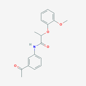 molecular formula C18H19NO4 B3963192 N-(3-acetylphenyl)-2-(2-methoxyphenoxy)propanamide 