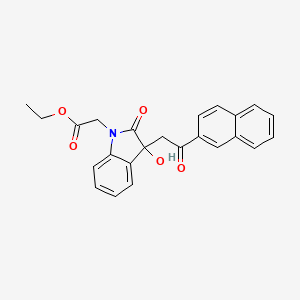 molecular formula C24H21NO5 B3963219 ethyl {3-hydroxy-3-[2-(naphthalen-2-yl)-2-oxoethyl]-2-oxo-2,3-dihydro-1H-indol-1-yl}acetate 