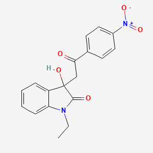 molecular formula C18H16N2O5 B3963237 1-ethyl-3-hydroxy-3-[2-(4-nitrophenyl)-2-oxoethyl]-1,3-dihydro-2H-indol-2-one 