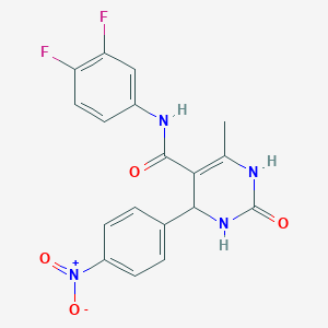 molecular formula C18H14F2N4O4 B3963263 N-(3,4-difluorophenyl)-6-methyl-4-(4-nitrophenyl)-2-oxo-3,4-dihydro-1H-pyrimidine-5-carboxamide 