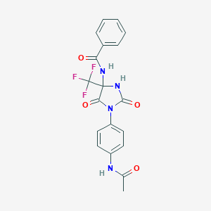 molecular formula C19H15F3N4O4 B396334 N-[1-(4-acetamidophenyl)-2,5-dioxo-4-(trifluoromethyl)imidazolidin-4-yl]benzamide 