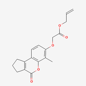 molecular formula C18H18O5 B3963343 PROP-2-EN-1-YL 2-({6-METHYL-4-OXO-1H,2H,3H,4H-CYCLOPENTA[C]CHROMEN-7-YL}OXY)ACETATE 