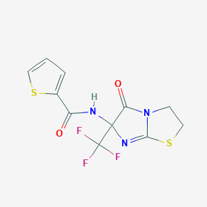 molecular formula C11H8F3N3O2S2 B396337 N-[5-oxo-6-(trifluoromethyl)-2,3,5,6-tetrahydroimidazo[2,1-b][1,3]thiazol-6-yl]-2-thiophenecarboxamide 