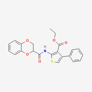 molecular formula C22H19NO5S B3963436 ETHYL 2-(2,3-DIHYDRO-1,4-BENZODIOXINE-2-AMIDO)-4-PHENYLTHIOPHENE-3-CARBOXYLATE 