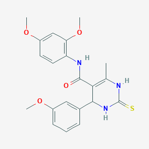 molecular formula C21H23N3O4S B3963461 N-(2,4-DIMETHOXYPHENYL)-4-(3-METHOXYPHENYL)-6-METHYL-2-SULFANYLIDENE-1,2,3,4-TETRAHYDROPYRIMIDINE-5-CARBOXAMIDE 