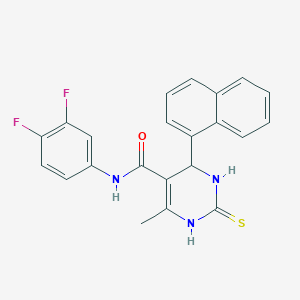 molecular formula C22H17F2N3OS B3963466 N-(3,4-DIFLUOROPHENYL)-6-METHYL-4-(NAPHTHALEN-1-YL)-2-SULFANYLIDENE-1,2,3,4-TETRAHYDROPYRIMIDINE-5-CARBOXAMIDE 
