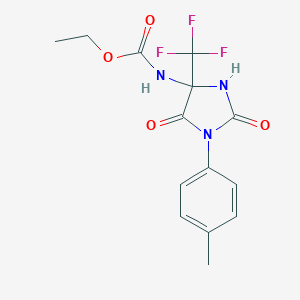 molecular formula C14H14F3N3O4 B396351 ethyl N-[1-(4-methylphenyl)-2,5-dioxo-4-(trifluoromethyl)imidazolidin-4-yl]carbamate 