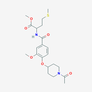 molecular formula C21H30N2O6S B3963531 methyl N-{4-[(1-acetyl-4-piperidinyl)oxy]-3-methoxybenzoyl}methioninate 