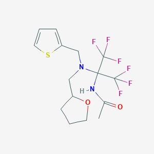 molecular formula C15H18F6N2O2S B396356 N-[2,2,2-trifluoro-1-[(tetrahydro-2-furanylmethyl)(2-thienylmethyl)amino]-1-(trifluoromethyl)ethyl]acetamide 