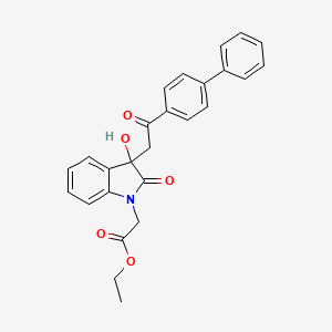 molecular formula C26H23NO5 B3963577 ethyl {3-[2-(biphenyl-4-yl)-2-oxoethyl]-3-hydroxy-2-oxo-2,3-dihydro-1H-indol-1-yl}acetate 