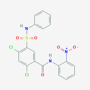 molecular formula C19H13Cl2N3O5S B3963609 2,4-dichloro-N-(2-nitrophenyl)-5-(phenylsulfamoyl)benzamide 