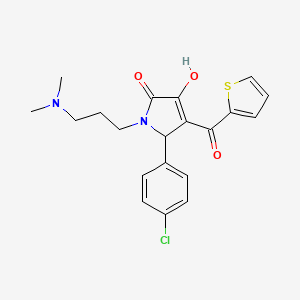 molecular formula C20H21ClN2O3S B3963620 5-(4-chlorophenyl)-1-[3-(dimethylamino)propyl]-3-hydroxy-4-(2-thienylcarbonyl)-1,5-dihydro-2H-pyrrol-2-one 