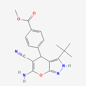 molecular formula C19H20N4O3 B3963675 METHYL 4-{6-AMINO-3-TERT-BUTYL-5-CYANO-1H,4H-PYRANO[2,3-C]PYRAZOL-4-YL}BENZOATE 