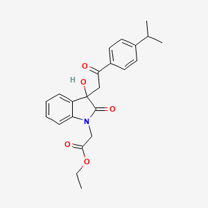 molecular formula C23H25NO5 B3963704 ethyl (3-hydroxy-2-oxo-3-{2-oxo-2-[4-(propan-2-yl)phenyl]ethyl}-2,3-dihydro-1H-indol-1-yl)acetate 