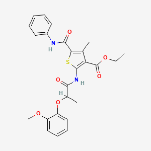molecular formula C25H26N2O6S B3963732 ethyl 5-(anilinocarbonyl)-2-{[2-(2-methoxyphenoxy)propanoyl]amino}-4-methyl-3-thiophenecarboxylate 