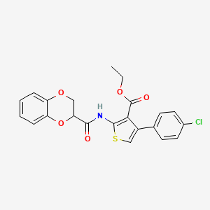 molecular formula C22H18ClNO5S B3963733 ETHYL 4-(4-CHLOROPHENYL)-2-(2,3-DIHYDRO-1,4-BENZODIOXINE-2-AMIDO)THIOPHENE-3-CARBOXYLATE 