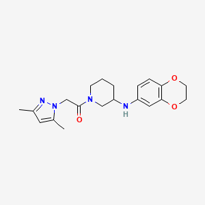 molecular formula C20H26N4O3 B3963813 N-(2,3-dihydro-1,4-benzodioxin-6-yl)-1-[(3,5-dimethyl-1H-pyrazol-1-yl)acetyl]-3-piperidinamine 