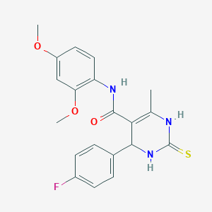 molecular formula C20H20FN3O3S B3963837 N-(2,4-DIMETHOXYPHENYL)-4-(4-FLUOROPHENYL)-6-METHYL-2-SULFANYLIDENE-1,2,3,4-TETRAHYDROPYRIMIDINE-5-CARBOXAMIDE 