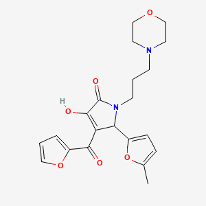 molecular formula C21H24N2O6 B3963864 4-(furan-2-carbonyl)-3-hydroxy-5-(5-methylfuran-2-yl)-1-[3-(morpholin-4-yl)propyl]-2,5-dihydro-1H-pyrrol-2-one 
