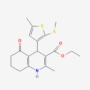 molecular formula C19H23NO3S2 B3963869 ethyl 2-methyl-4-(5-methyl-2-methylsulfanylthiophen-3-yl)-5-oxo-4,6,7,8-tetrahydro-1H-quinoline-3-carboxylate 