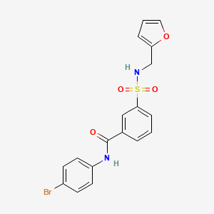 molecular formula C18H15BrN2O4S B3963950 N-(4-bromophenyl)-3-(furan-2-ylmethylsulfamoyl)benzamide 