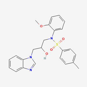 molecular formula C24H25N3O4S B3963980 N-[3-(1H-benzimidazol-1-yl)-2-hydroxypropyl]-N-(2-methoxyphenyl)-4-methylbenzenesulfonamide 
