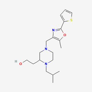 molecular formula C19H29N3O2S B3964046 2-(1-isobutyl-4-{[5-methyl-2-(2-thienyl)-1,3-oxazol-4-yl]methyl}-2-piperazinyl)ethanol 