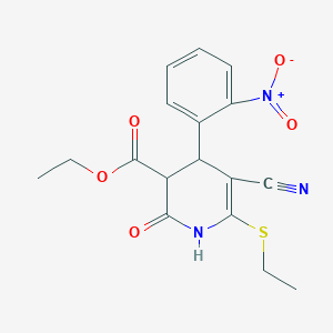 molecular formula C17H17N3O5S B3964087 Ethyl 5-cyano-6-(ethylsulfanyl)-4-(2-nitrophenyl)-2-oxo-1,2,3,4-tetrahydropyridine-3-carboxylate 
