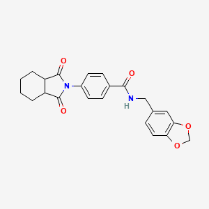 molecular formula C23H22N2O5 B3964184 N-(1,3-benzodioxol-5-ylmethyl)-4-(1,3-dioxooctahydro-2H-isoindol-2-yl)benzamide 