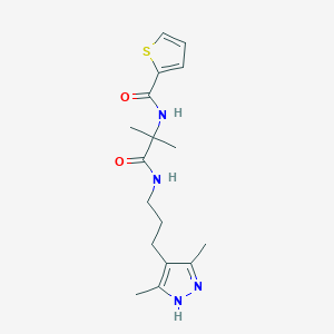 molecular formula C17H24N4O2S B3964206 N-(2-{[3-(3,5-dimethyl-1H-pyrazol-4-yl)propyl]amino}-1,1-dimethyl-2-oxoethyl)thiophene-2-carboxamide 