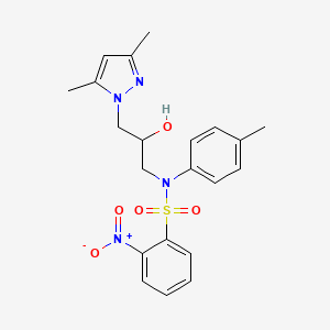 molecular formula C21H24N4O5S B3964229 N-[3-(3,5-dimethyl-1H-pyrazol-1-yl)-2-hydroxypropyl]-N-(4-methylphenyl)-2-nitrobenzenesulfonamide 