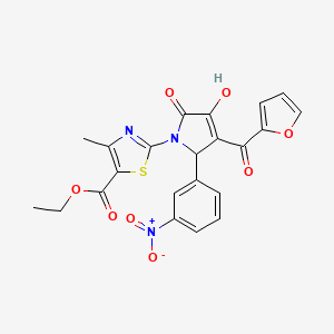 molecular formula C22H17N3O8S B3964237 ethyl 2-[3-(2-furoyl)-4-hydroxy-2-(3-nitrophenyl)-5-oxo-2,5-dihydro-1H-pyrrol-1-yl]-4-methyl-1,3-thiazole-5-carboxylate 
