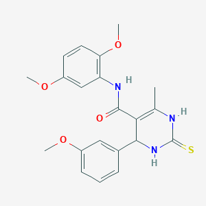 molecular formula C21H23N3O4S B3964280 N-(2,5-Dimethoxyphenyl)-4-(3-methoxyphenyl)-6-methyl-2-sulfanylidene-1,2,3,4-tetrahydropyrimidine-5-carboxamide 