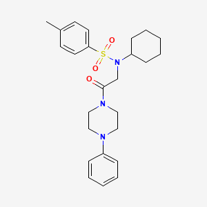 molecular formula C25H33N3O3S B3964378 N-cyclohexyl-4-methyl-N-[2-oxo-2-(4-phenylpiperazin-1-yl)ethyl]benzenesulfonamide 