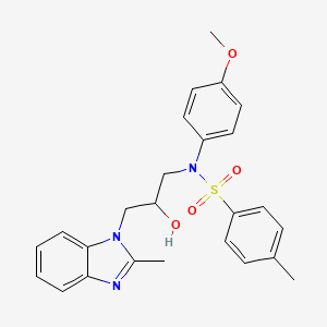 molecular formula C25H27N3O4S B3964403 N-[2-HYDROXY-3-(2-METHYL-1H-1,3-BENZODIAZOL-1-YL)PROPYL]-N-(4-METHOXYPHENYL)-4-METHYLBENZENE-1-SULFONAMIDE 