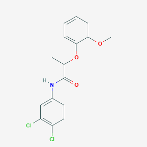 molecular formula C16H15Cl2NO3 B3964448 N-(3,4-dichlorophenyl)-2-(2-methoxyphenoxy)propanamide 