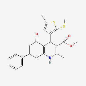 molecular formula C24H25NO3S2 B3964489 methyl 2-methyl-4-(5-methyl-2-methylsulfanylthiophen-3-yl)-5-oxo-7-phenyl-4,6,7,8-tetrahydro-1H-quinoline-3-carboxylate 