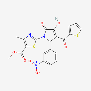 molecular formula C21H15N3O7S2 B3964598 methyl 2-[3-hydroxy-5-(3-nitrophenyl)-2-oxo-4-(2-thienylcarbonyl)-2,5-dihydro-1H-pyrrol-1-yl]-4-methyl-1,3-thiazole-5-carboxylate 