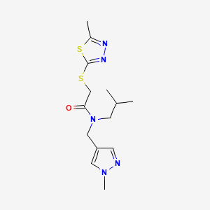 molecular formula C14H21N5OS2 B3964634 N-isobutyl-N-[(1-methyl-1H-pyrazol-4-yl)methyl]-2-[(5-methyl-1,3,4-thiadiazol-2-yl)thio]acetamide 