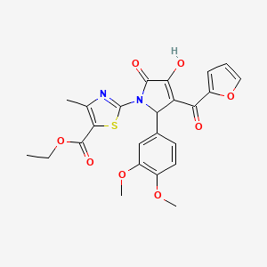 molecular formula C24H22N2O8S B3964701 ETHYL 2-[2-(3,4-DIMETHOXYPHENYL)-3-(FURAN-2-CARBONYL)-4-HYDROXY-5-OXO-2,5-DIHYDRO-1H-PYRROL-1-YL]-4-METHYL-1,3-THIAZOLE-5-CARBOXYLATE 
