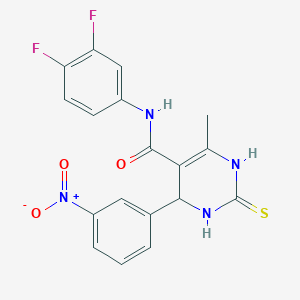 molecular formula C18H14F2N4O3S B3964874 N-(3,4-difluorophenyl)-6-methyl-4-(3-nitrophenyl)-2-thioxo-1,2,3,4-tetrahydro-5-pyrimidinecarboxamide 