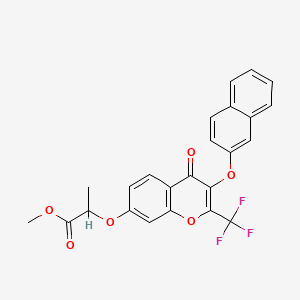 molecular formula C24H17F3O6 B3964905 methyl 2-{[3-(naphthalen-2-yloxy)-4-oxo-2-(trifluoromethyl)-4H-chromen-7-yl]oxy}propanoate 