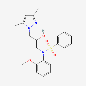 molecular formula C21H25N3O4S B3964959 N-[3-(3,5-dimethylpyrazol-1-yl)-2-hydroxypropyl]-N-(2-methoxyphenyl)benzenesulfonamide 