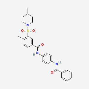 molecular formula C27H29N3O4S B3965051 N-[4-(benzoylamino)phenyl]-4-methyl-3-[(4-methyl-1-piperidinyl)sulfonyl]benzamide 