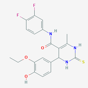 molecular formula C20H19F2N3O3S B3965067 N-(3,4-DIFLUOROPHENYL)-4-(3-ETHOXY-4-HYDROXYPHENYL)-6-METHYL-2-SULFANYLIDENE-1,2,3,4-TETRAHYDROPYRIMIDINE-5-CARBOXAMIDE 