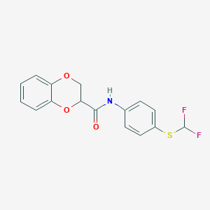molecular formula C16H13F2NO3S B3965125 N-{4-[(difluoromethyl)sulfanyl]phenyl}-2,3-dihydro-1,4-benzodioxine-2-carboxamide 