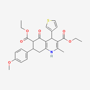molecular formula C27H29NO6S B3965140 diethyl 7-(4-methoxyphenyl)-2-methyl-5-oxo-4-(3-thienyl)-1,4,5,6,7,8-hexahydro-3,6-quinolinedicarboxylate 