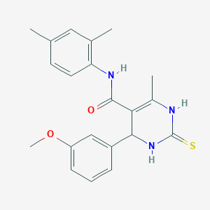 molecular formula C21H23N3O2S B3965161 N-(2,4-DIMETHYLPHENYL)-4-(3-METHOXYPHENYL)-6-METHYL-2-SULFANYLIDENE-1,2,3,4-TETRAHYDROPYRIMIDINE-5-CARBOXAMIDE 