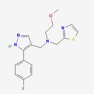 molecular formula C17H19FN4OS B3965259 N-{[3-(4-fluorophenyl)-1H-pyrazol-4-yl]methyl}-2-methoxy-N-(1,3-thiazol-2-ylmethyl)ethanamine 